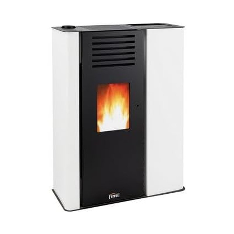 Poêle à pellets Ferroli Atlas 9 KW. Efficacité et design supérieurs avec une surface chauffée, Blanc