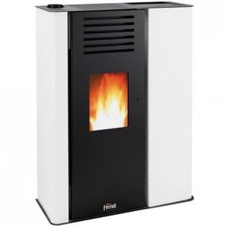 Ferroli Atlas 9 KW Pelletofen. Überragende Effizienz und Design mit beheizter Oberfläche, Weiß	