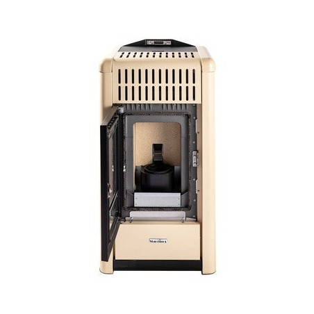 Pelletofen Starclima Tierra 10 KW. Überlegene Effizienz und Design mit beheizter Oberfläche. Farbe Tierra.