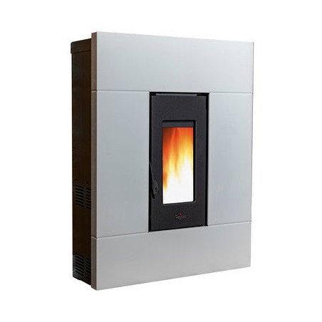 Pegaso Tabla 7,7 KW Pelletofen. Überragende Effizienz und Design mit beheizter Oberfläche, Weiß	