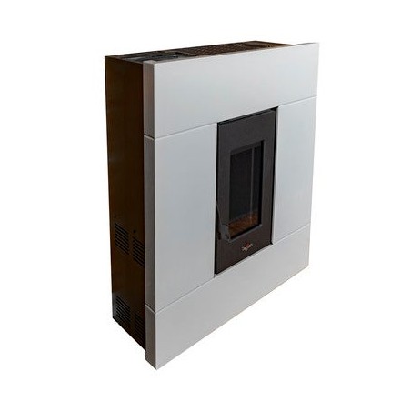 Estufa de pellets Pegaso Tabla 7,7 KW. Eficiencia y diseño superior con una superficie calefactable, Color Blanco