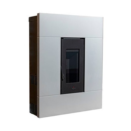 Stufa a pellet Pegaso Table da 7,7 KW. Efficienza e design superiori con superficie riscaldata. Bianca.
