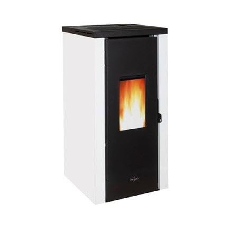Stufa a pellet Pegaso Vera da 7,7 KW. Efficienza e design superiori con superficie riscaldata. Nera.
