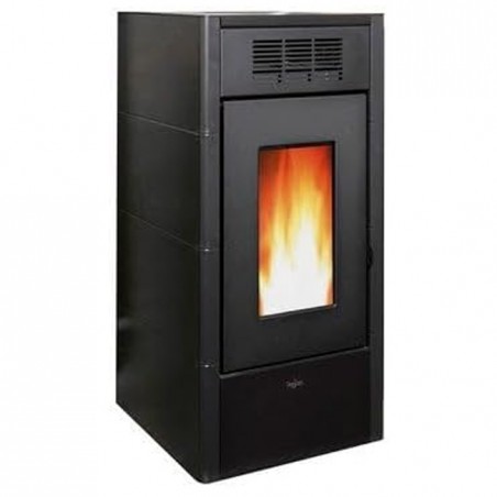 Pegaso Elane 9 KW Pelletofen. Überlegene Effizienz und Design mit beheizter Oberfläche, Schwarz	