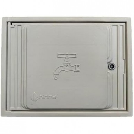 Counter door made of high-resistance gray polypropylene. Mounted on a wall frame. Measurements 35x45cm