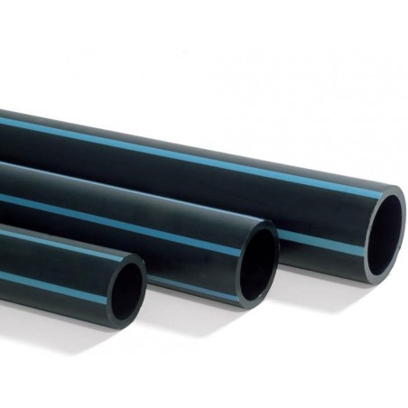 Low-density food tubing, 16 mm, 6 bar, 200 m, blue band, greater thickness and flexibility
