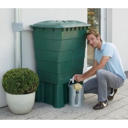 Réservoir d'eau en polypropylène 300 L. Recuperateur d Eau 66x80x92 cm, avec socle de support 60x60x33 cm, vert