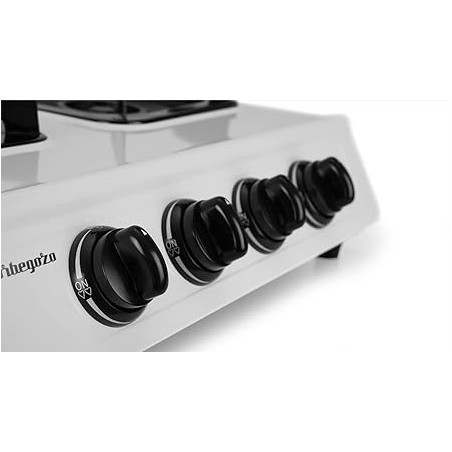 Cuisinière à gaz, gaz butane ou propane, allumage piézoélectrique, quatre brûleurs triple couronne, usage extérieur, antidérapan