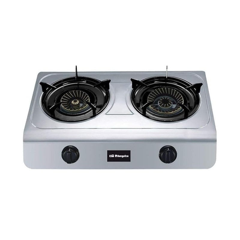 Cuisinière à gaz pour extérieur d'une puissance de 7700 W, adaptée au butane et au propane, dotée de deux brûleurs triple couron