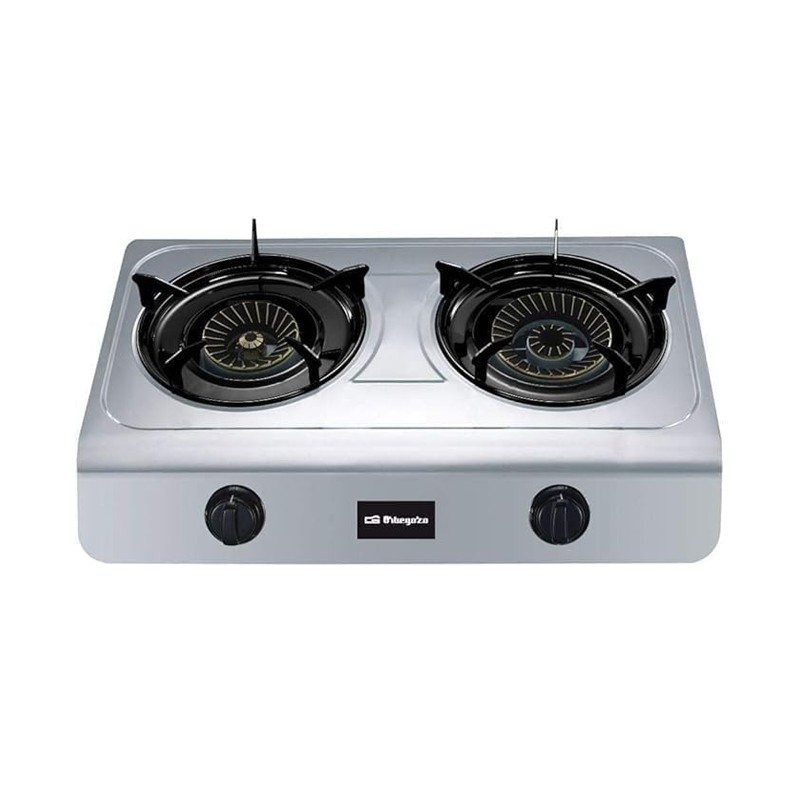 Gas stove for outdoor use with 7700W of power, suitable for butane and propane, has two triple crown burners