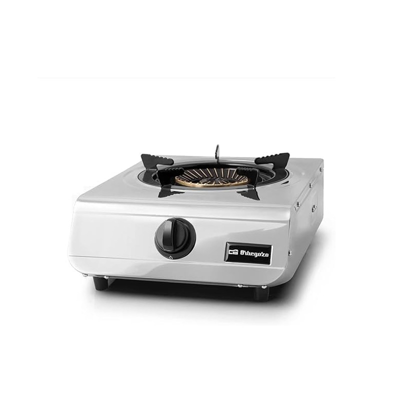 Cuisinière à gaz, noire, en acier inoxydable, compatible avec le gaz butane ou propane, brûleur de 4,3 kW