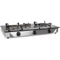 Gas Stove, 3 Triple Crown Burners, Piezoelectric Ignition, Tempered Glass Surface, Stainless Steel Body