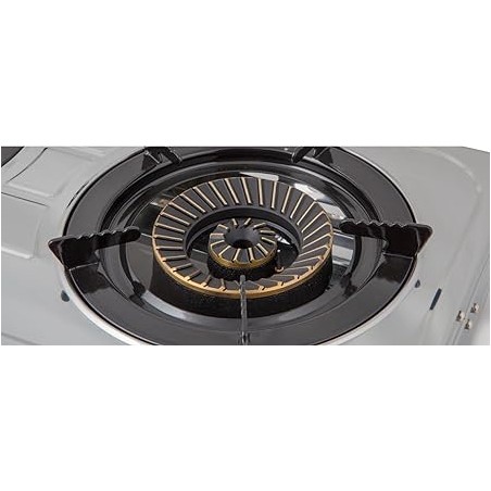 Gas Stove, 2 Triple Crown Burners, Piezoelectric Ignition, Tempered Glass Surface, Stainless Steel Body
