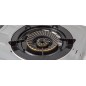 Gas Stove, 3 Triple Crown Burners, Piezoelectric Ignition, Tempered Glass Surface, Stainless Steel Body
