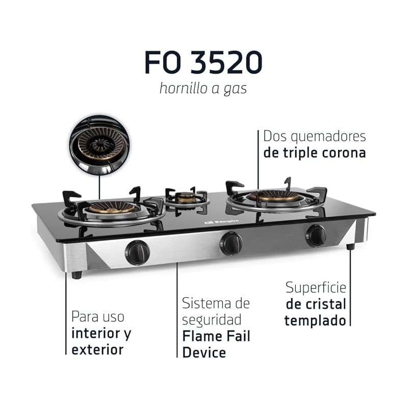 Piano Cottura a Gas da Incasso Fotile 02-TH31B - Doppio Bruciatore