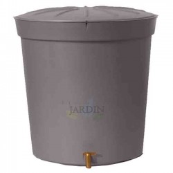 Serbatoio d'acqua in polipropilene da 300 L. Recuperatore d'acqua 82x86 cm con rubinetto, grigio