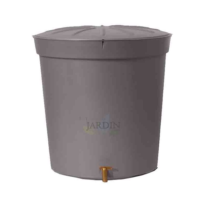Wassertank aus Polypropylen 300 L. Regenwasserspeicher 82x86 cm mit Wasserhahn, grau
