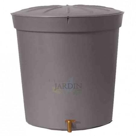 300L Polypropylene Water Tank, Graf. Water Recovery Unit with Lid and Tap. Diameter 82cm, Height 86cm, Grey