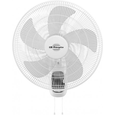 Ventilateur de Mur 60W. 5 lames. Diamètre 45 cm. 3 vitesses de ventilation. Fonction oscillante. Tête inclinable