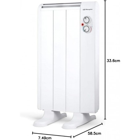 Emettitore termico senza olio, 3 elementi, 500 W, 2 livelli di potenza, bianco