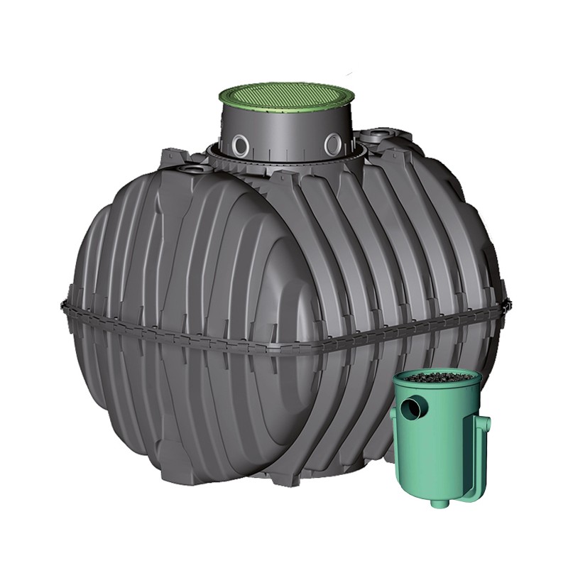 Fosse septique avec Filtre 3750 litres, 9 à 12 habitants, Certificat CE. Réservoir Carat, Micro dôme et filtre Anaerobix 60 L