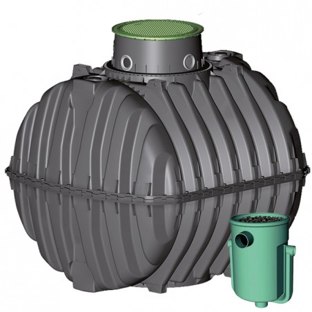 Klärgrube mit Filter 3750 Liter, 9 bis 12 Einwohner, CE-Zertifikat. Carat-Tank, Micro Dome und Anaerobix 60 L Filter