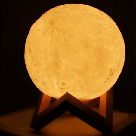 Lampada lunare Thulos 3D, 15 cm. Cambia colore al tocco, con luce fissa o variabile.