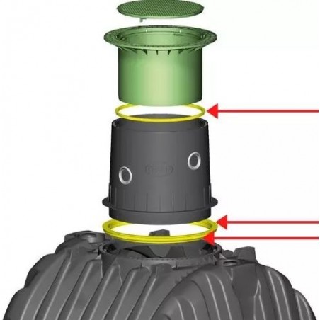 DEPÓSITO POLIETILENO SOTERRADO 6500 L. Diseñado para recuperación de agua de lluvia. Longitud 239cm, Ancho 219cm, Alto 271cm.