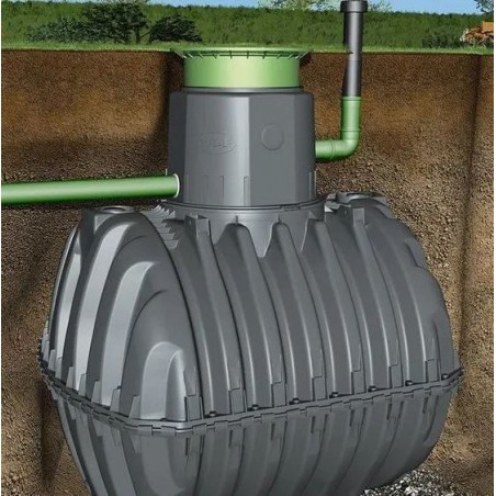 6500 L UNDERGROUND POLYETHYLENE TANK. Designed for rainwater harvesting. Length 239 cm, Width 219 cm, Height 271 cm.