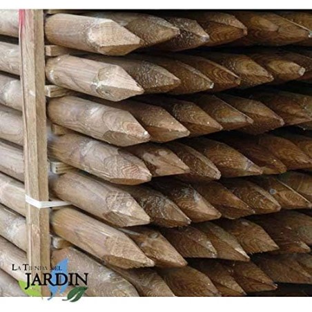 Palo di supporto in legno con punta, 200 cm, diametro 5 cm (confezione da 10). Supporto per alberi. Costruzione di recinzioni e 