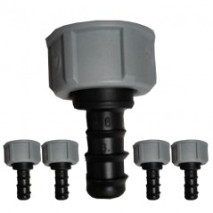 Lot de 5 Maillon fileté femelle pour irrigation goutte à goutte 16 mm x 3/4'', robinet vers connecteur de tuyau de 16 mm