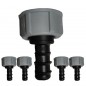 Lot de 5 Maillon fileté femelle pour irrigation goutte à goutte 16 mm x 3/4'', robinet vers connecteur de tuyau de 16 mm