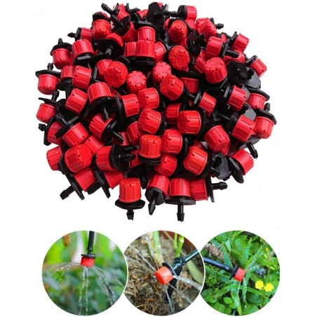 Automatic garden drip irrigation system, 100 meters. Includes 16 mm tubing, 100 drippers, timer, and installation accessories.