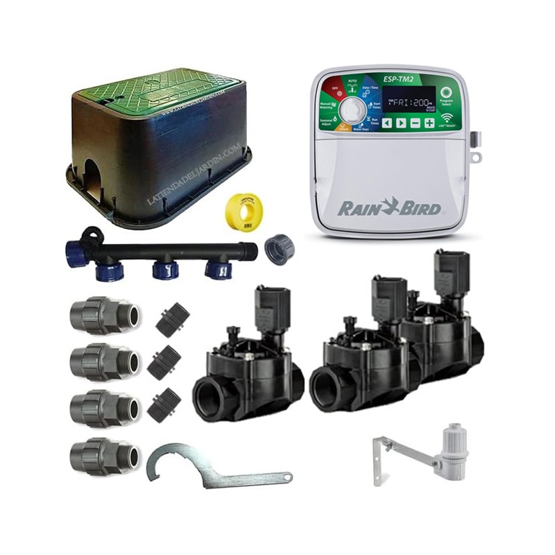 Kit d'arrosage automatique professionnel Rain Bird avec 3 zones 24v pour tuyaux de 32mm