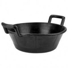 Panier en caoutchouc Bellota avec 2 anses, 11 litres. Ouverture 39 cm, base 28 cm, hauteur 23 cm, tige résistante