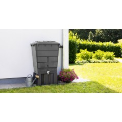 Serbatoio quadrato d'acqua in polipropilene da 300 l. Include coperchio + supporto. Lunghezza 66cm, larghezza 80cm, altezza 92cm