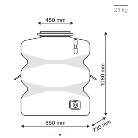 Depósito polietileno 500 litros, 72 x 88 x 108 cm. Recuperación de Agua de lluvia