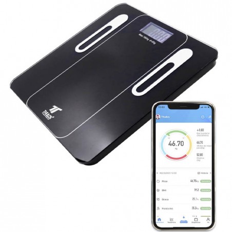 Balança de banheiro Thulos com BLUETOOTH, múltiplas medições. Aplicativo para iOS e Android.