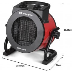 Riscaldatore professionale in ceramica Orbegozo. Rosso. Potenza 2000W. Corpo in metallo. Controllo della temperatura regolabile.
