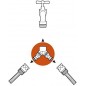 Garden Faucet with Double 3/4" female outlet, 2-way male outlet + 2-outlet metal splitter Garden Faucet with Double 3/4" female outlet, 2-way male outlet + 2-outlet metal splitter