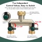 Grifo de jardín 1/2" + bifurcador 2 salidas metal ideal para dividir el flujo de agua en sistemas de riego Grifo de jardín 1/2" + bifurcador 2 salidas metal ideal para dividir el flujo de agua en sistemas de riego