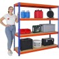 Prateleira de armazém de alta resistência com 4 prateleiras, 180x120x45 cm, para armazenar produtos pesados Prateleira de armazém de alta resistência com 4 prateleiras, 180x120x45 cm, para armazenar produtos pesados