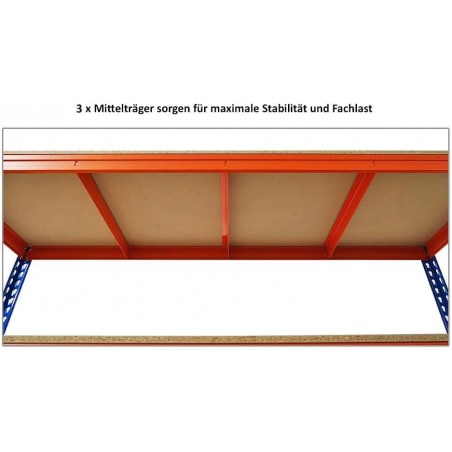 Heavy-duty warehouse shelving with 5 shelves, 180x90x45 cm