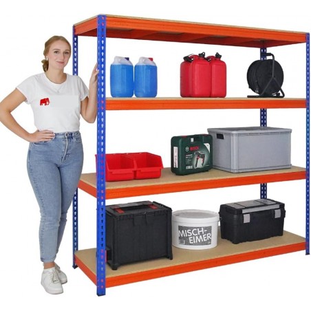 Heavy-duty warehouse shelving with 5 shelves, 180x90x45 cm