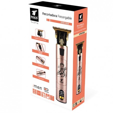 Thulos Vintage Design Rechargeable Beard and Hair Trimmer, Vintage Style, Carbon Steel Blade.