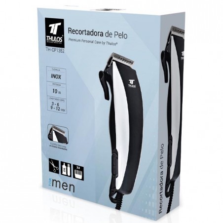 Thulos hair trimmer. Includes accessories: 4 cutting guides, lubricating oil, scissors, comb and cleaning brush.