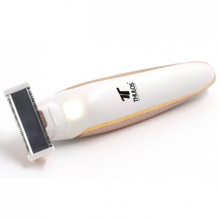 Épilateur corporel Thulos, rechargeable par USB, 45 minutes d'autonomie, 3 peignes guides.