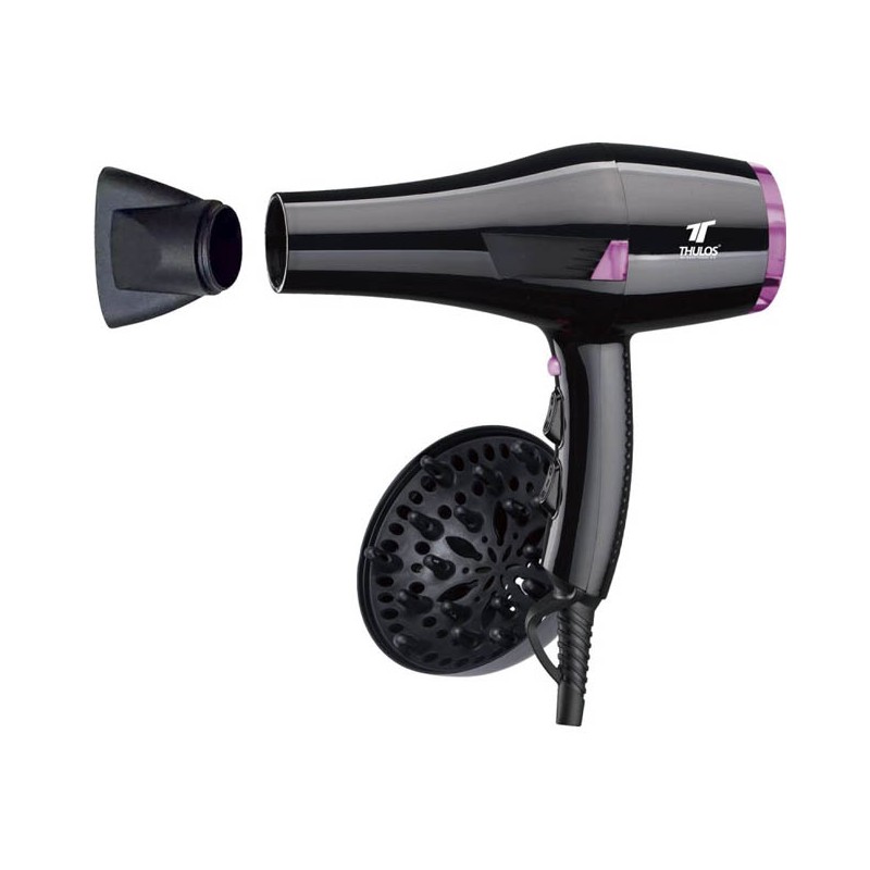 Sèche-cheveux Thulos, 2000W, bouton air froid, avec diffuseur et concentrateur.