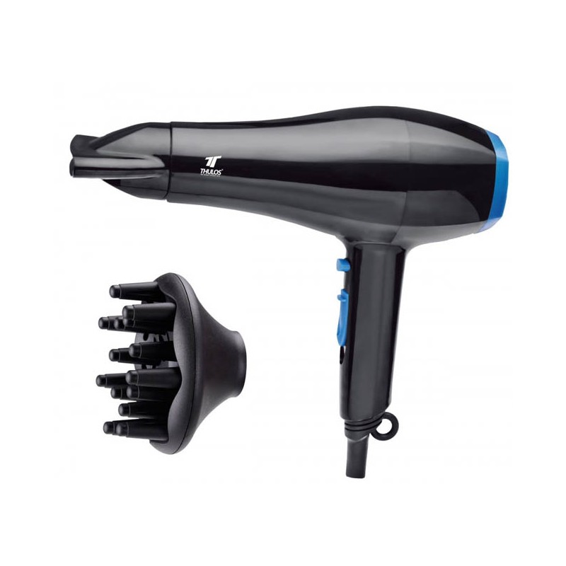 Secador de cabelo Thulos, 2 velocidades e 3 níveis de temperatura. Inclui concentrador e difusor.
