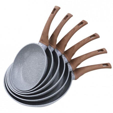 Padella antiaderente effetto pietra, Ø20 cm. Manico in bachelite effetto legno soft-touch.